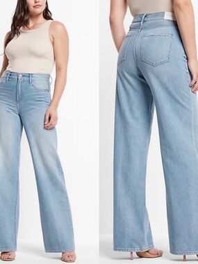 Express Light Blue High-Rise Wide Leg Jeans